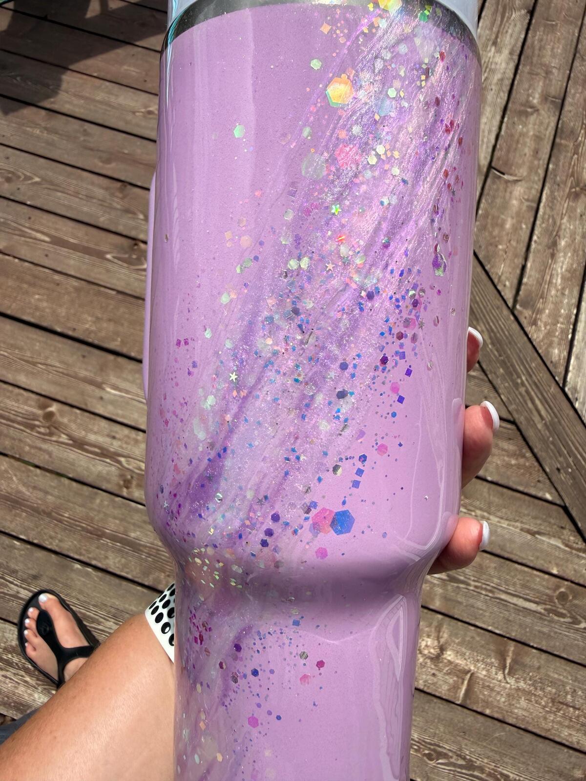 READY TO SHIP - HydroJug Lilac Opal Marble - 40oz  - Glitter purple swirl glass delicious gorgeous