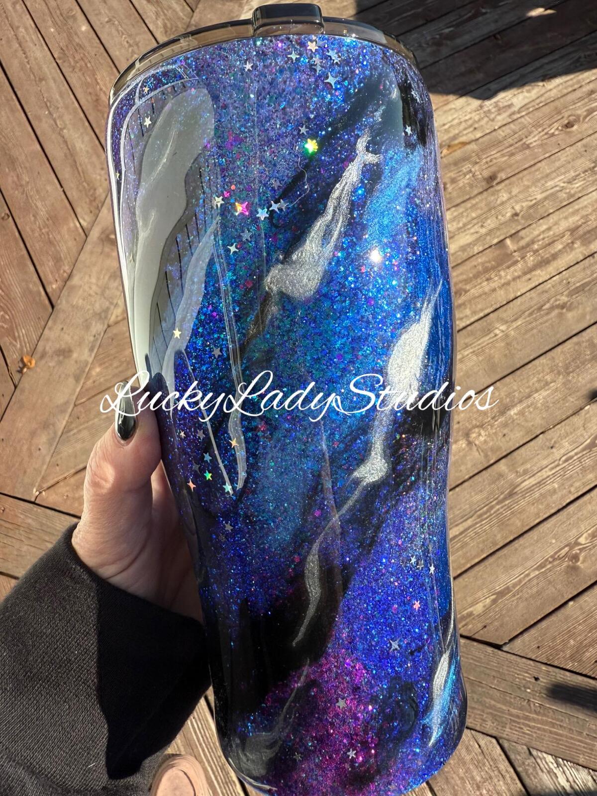 Moon Night Sky 30oz Modern Style Glitter Epoxy Tumbler Galaxy it’s just a phase
