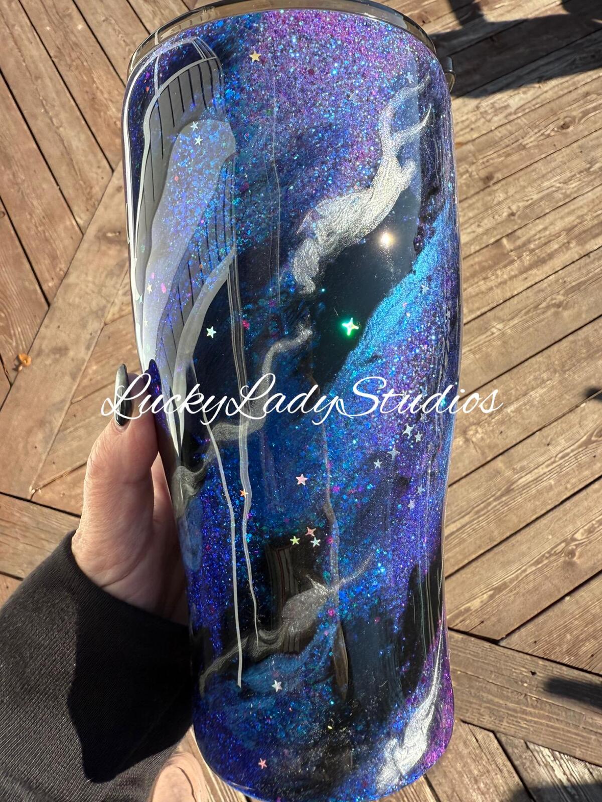 Moon Night Sky 30oz Modern Style Glitter Epoxy Tumbler Galaxy it’s just a phase
