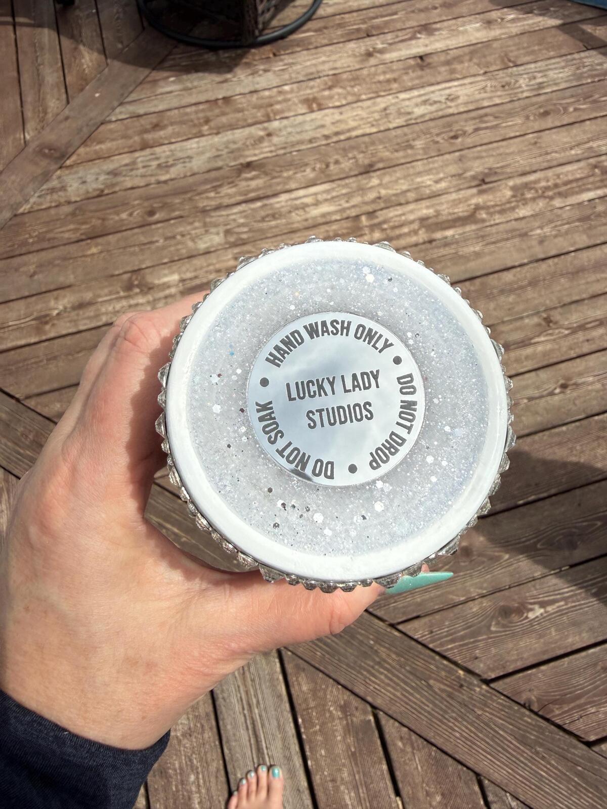 Ready To Ship White Wedding Design 24oz  Tumbler- Crystal white pearl glass rhinestones