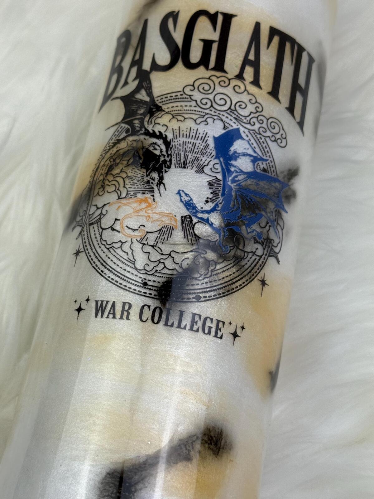 READY TO SHIP Dragon Rider War College 30oz  skinny mica swirls marble  Epoxy tumbler