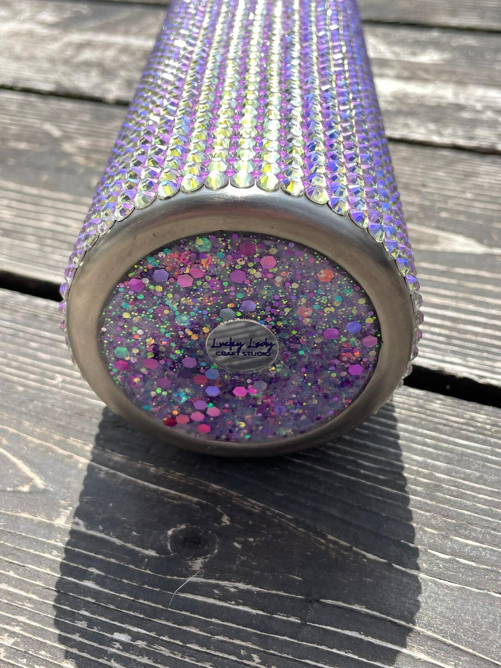 READY TO SHIP  Premium Grid style 24oz Tumbler - Lavender Neon Purple Light Purple glass rhinestone