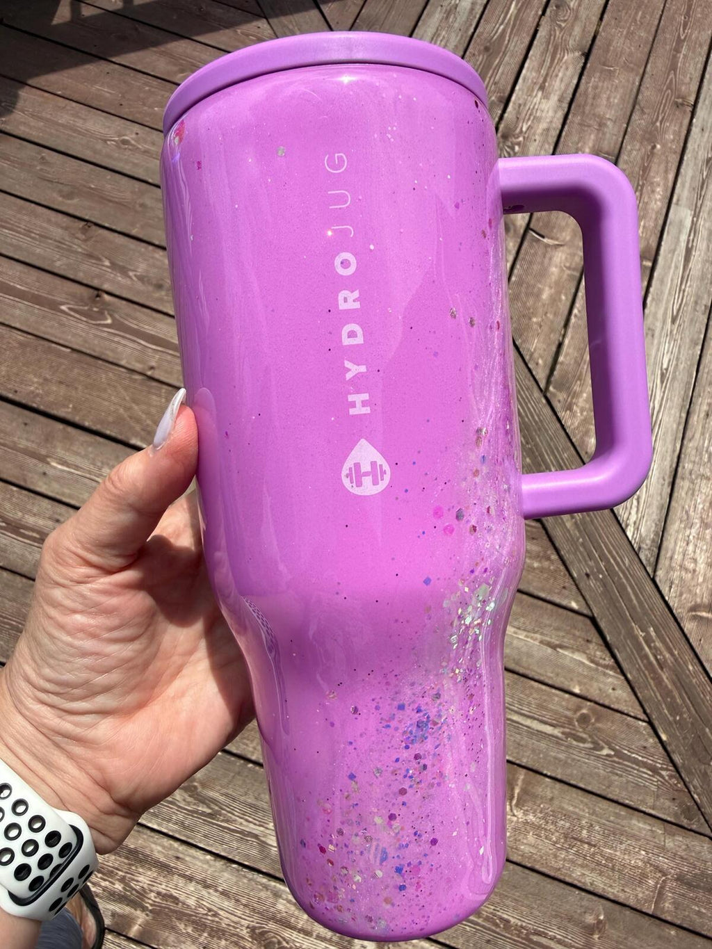 READY TO SHIP - HydroJug Pulse Purple Swirl Marble - 32oz  - Glitter Opal swirl glass delicious gorgeous