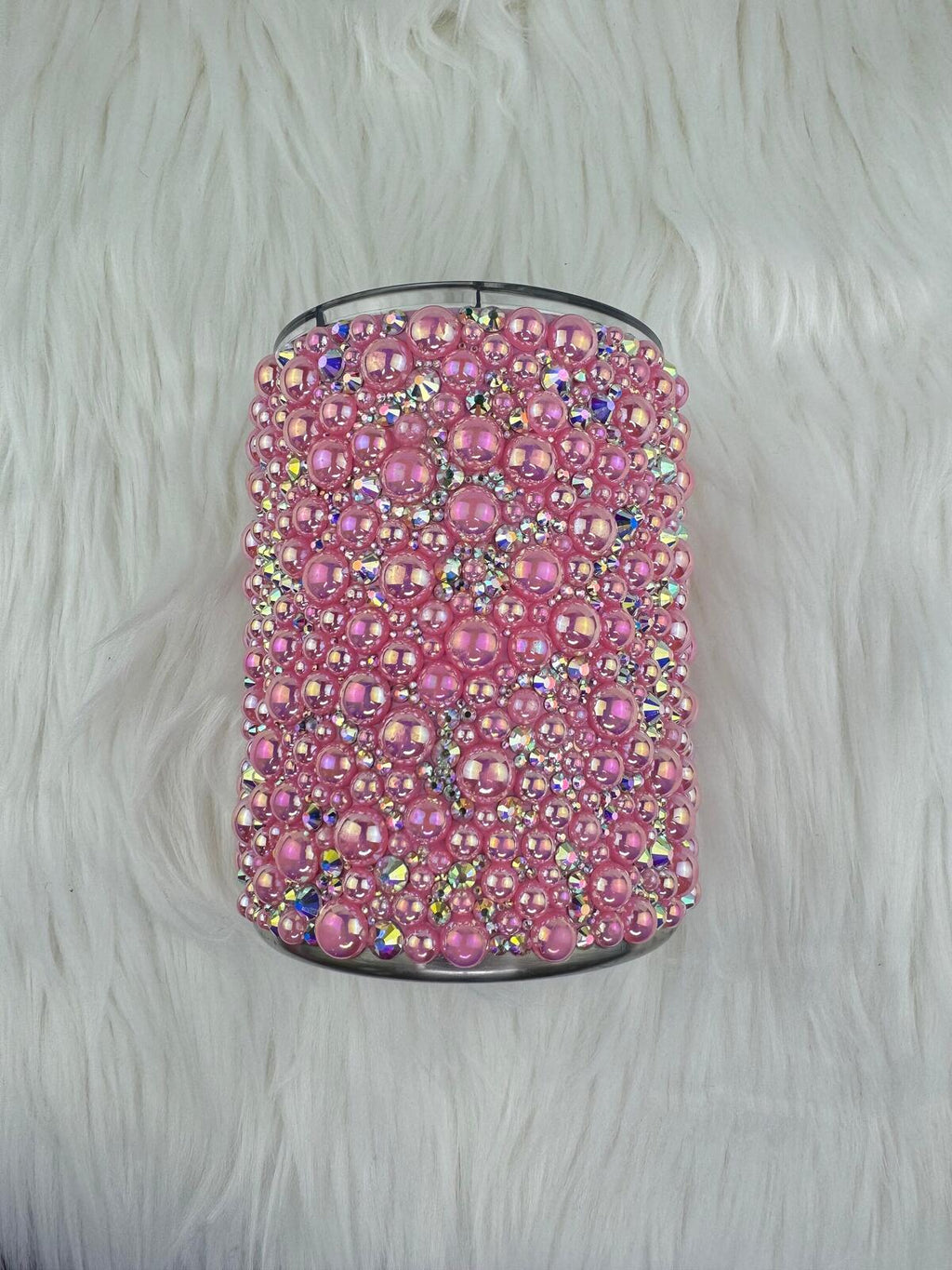 READY TO SHIP Make it Pink Pearl and Rhinestone 12oz  tumbler - Pink Crystal ab - Crystal glass rhinestones