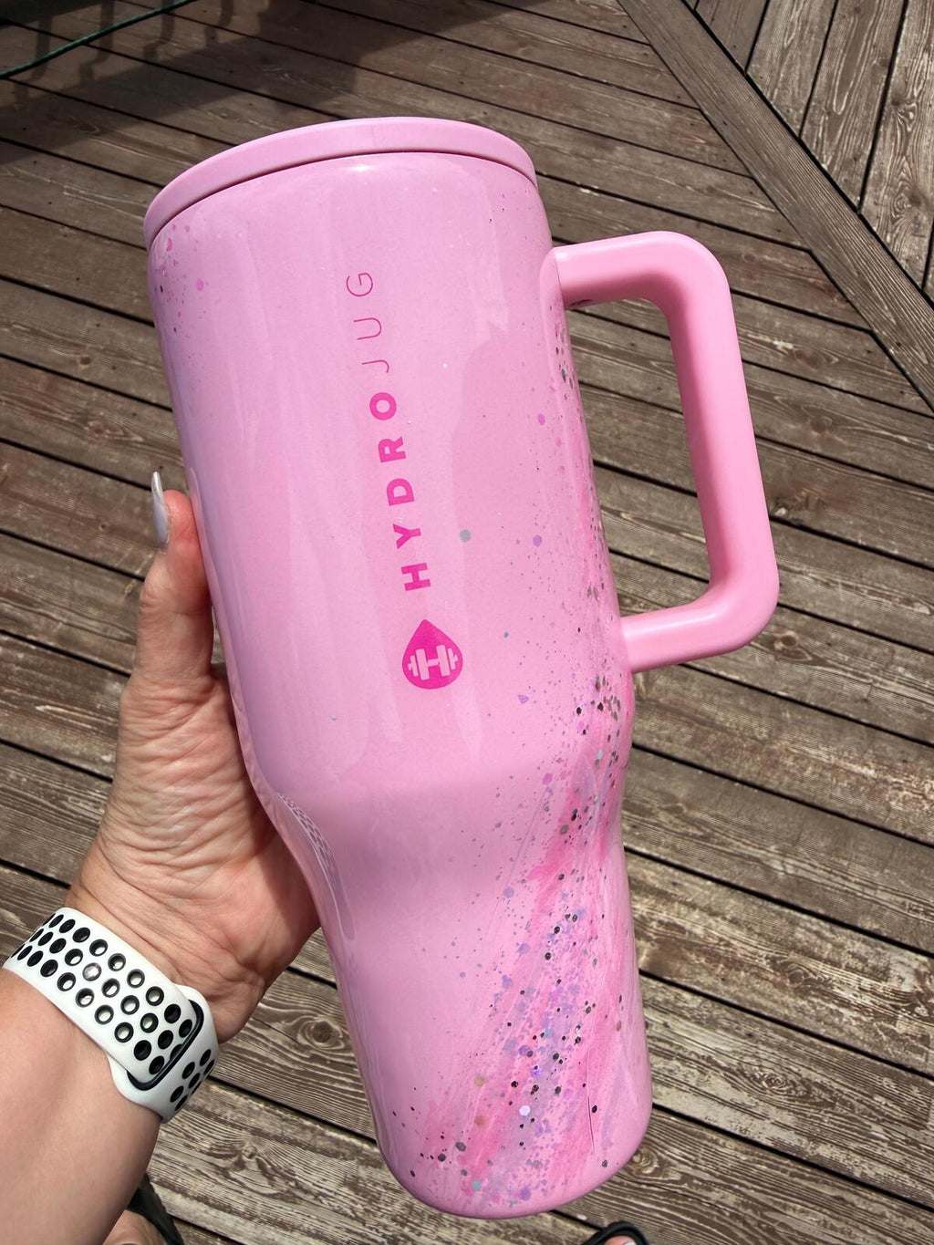 READY TO SHIP - HydroJug Blush Opal Marble -  40oz  - Glitter Pink swirl pink opal delicious gorgeous