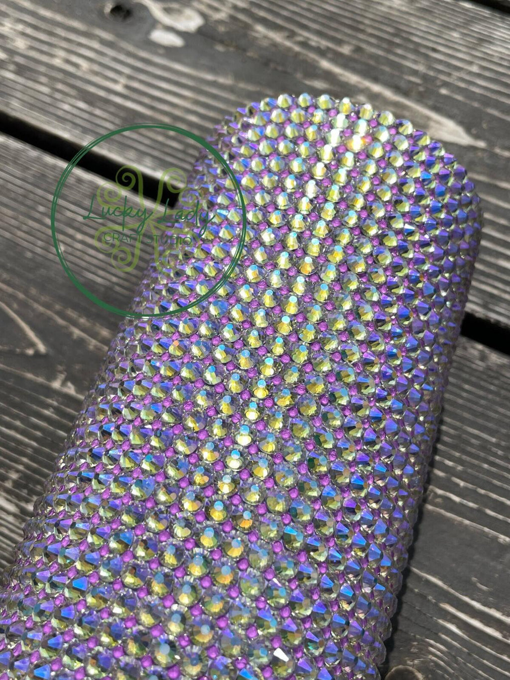 READY TO SHIP  Premium Grid style 24oz Tumbler - Lavender Neon Purple Light Purple glass rhinestone