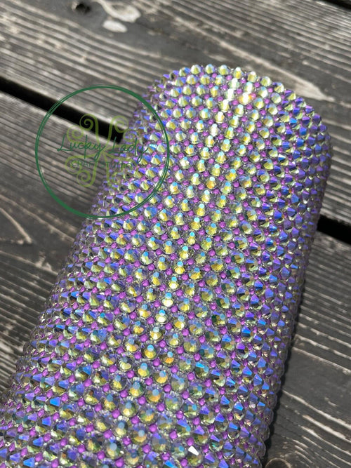 READY TO SHIP  Premium Grid style 24oz Tumbler - Lavender Neon Purple Light Purple glass rhinestone