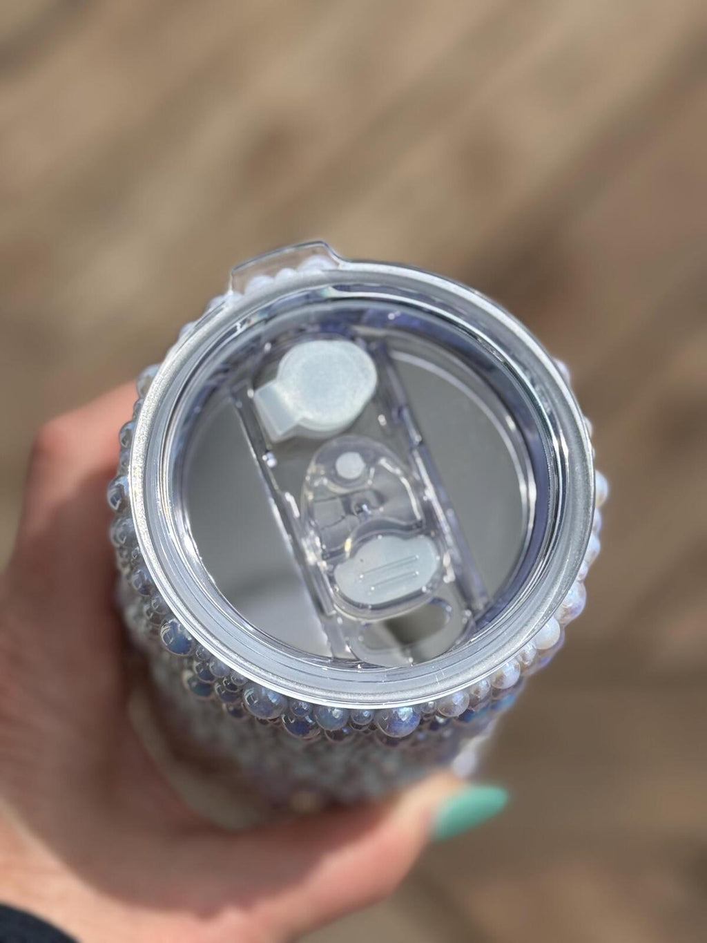 Ready To Ship White Wedding Design 24oz  Tumbler- Crystal white pearl glass rhinestones