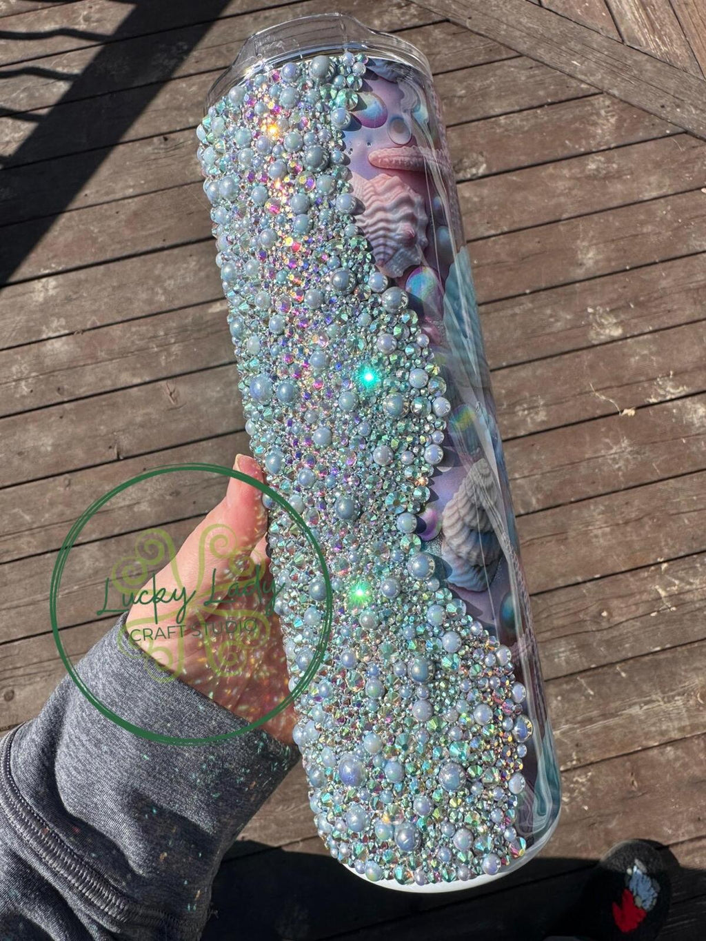 READY TO SHIP Pink Crystal Beach Rhinestone 30oz Tumbler - high quality glass rhinestones iridescent pearl