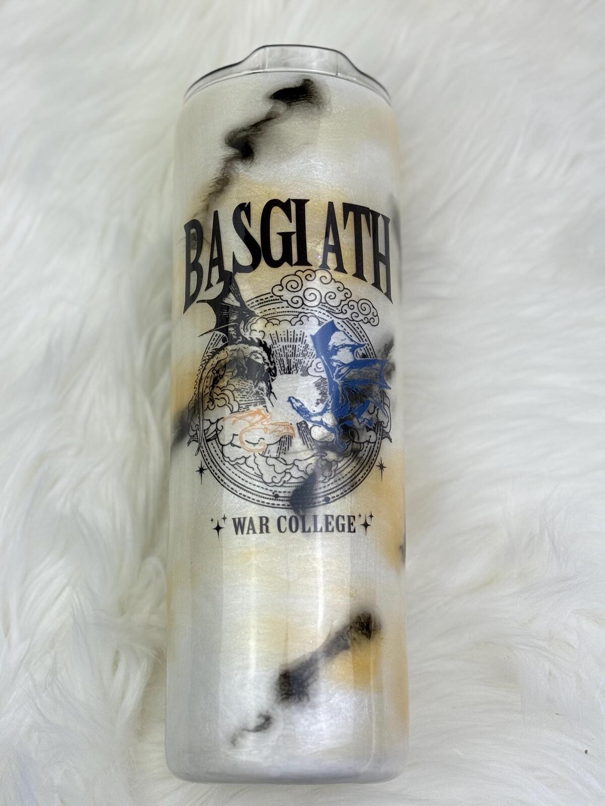 READY TO SHIP Dragon Rider War College 30oz  skinny mica swirls marble  Epoxy tumbler