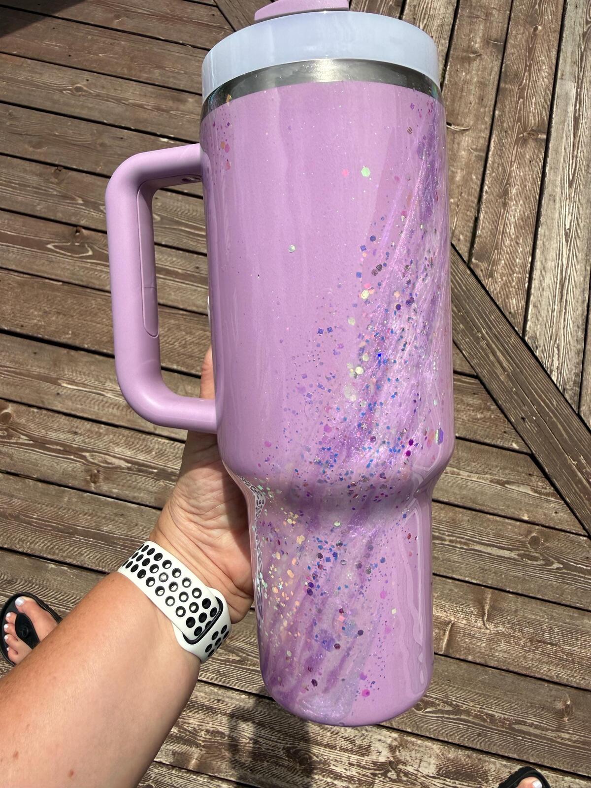 READY TO SHIP - HydroJug Lilac Opal Marble - 40oz  - Glitter purple swirl glass delicious gorgeous