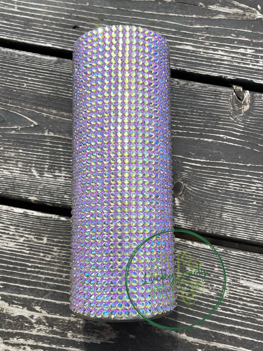 READY TO SHIP  Premium Grid style 24oz Tumbler - Lavender Neon Purple Light Purple glass rhinestone