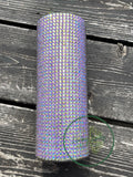 READY TO SHIP  Premium Grid style 24oz Tumbler - Lavender Neon Purple Light Purple glass rhinestone