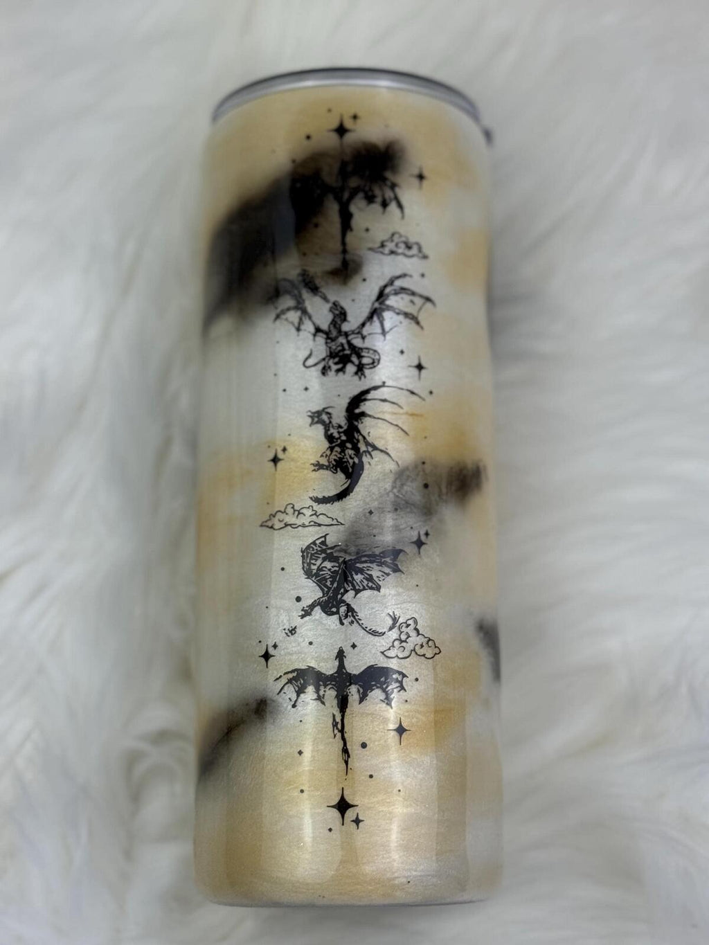 READY TO SHIP Dragon Rider 24oz skinny mica swirls marble  Epoxy tumbler