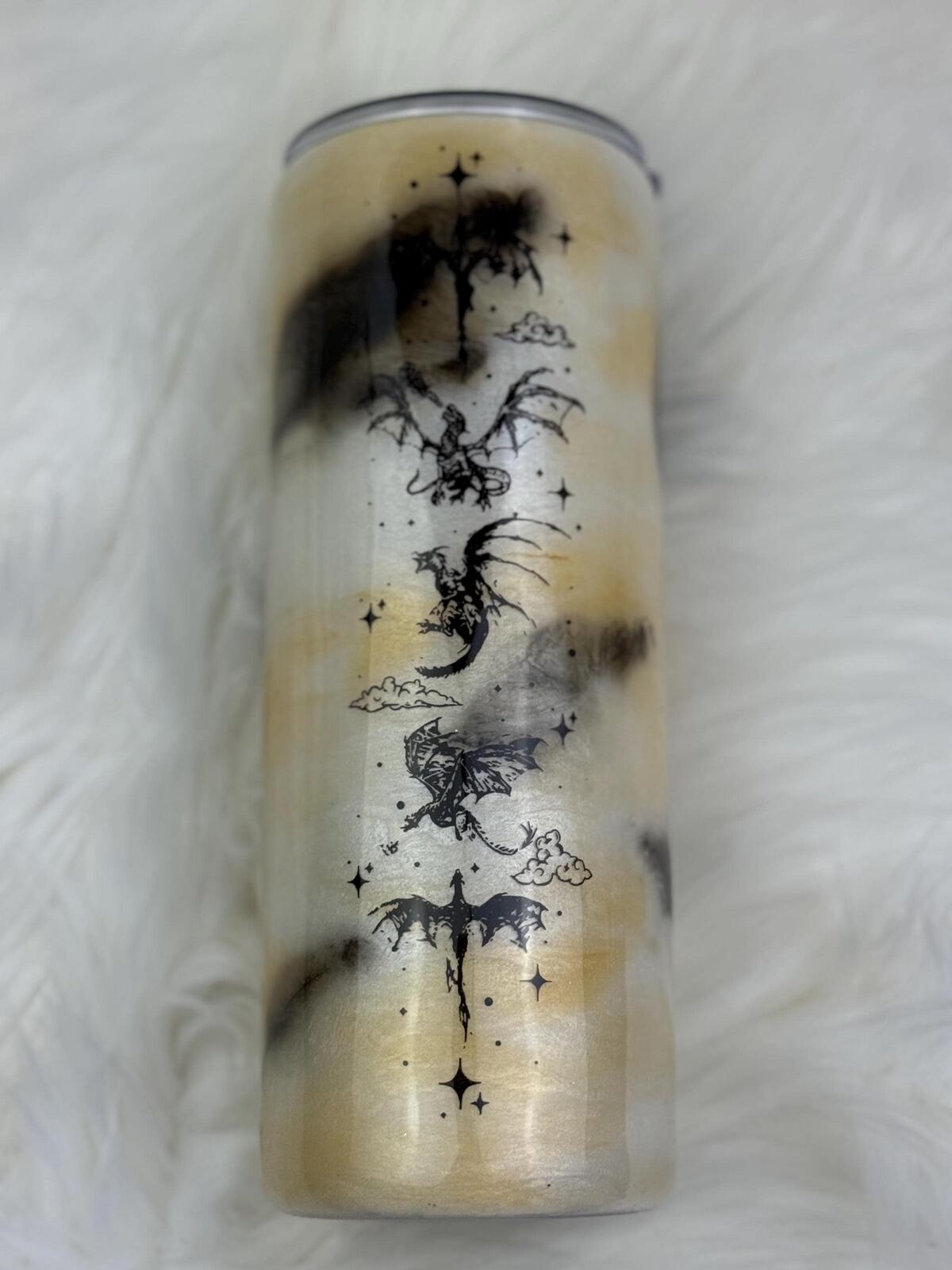 READY TO SHIP Dragon Rider 24oz skinny mica swirls marble  Epoxy tumbler
