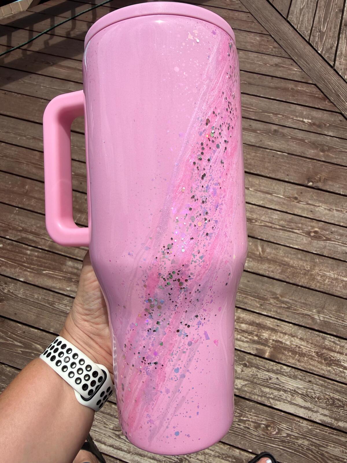 READY TO SHIP - HydroJug Blush Opal Marble -  40oz  - Glitter Pink swirl pink opal delicious gorgeous