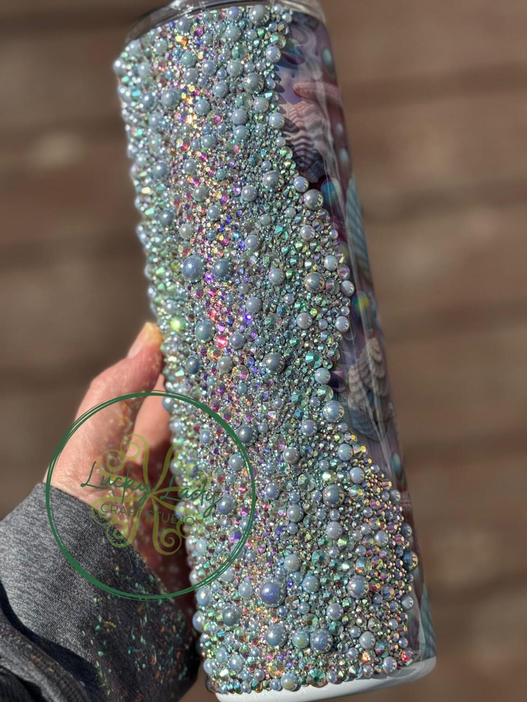 READY TO SHIP Pink Crystal Beach Rhinestone 30oz Tumbler - high quality glass rhinestones iridescent pearl