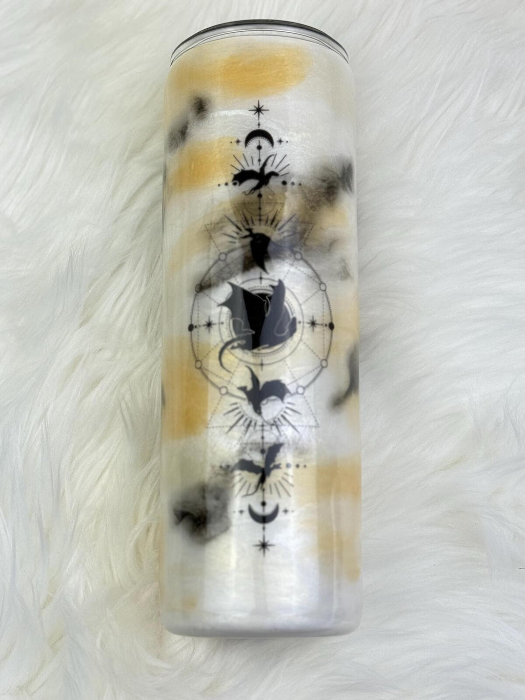 READY TO SHIP Dragon Rider War College 30oz  skinny mica swirls marble  Epoxy tumbler